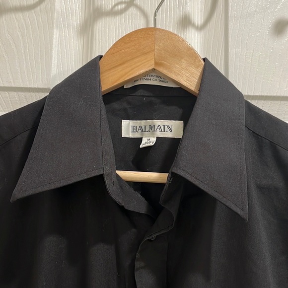 BALMAIN Collar Button Up Black Shirt - Picture 4 of 13
